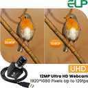 ELP 12mp USB Camera Manual Zoom Webcam for Computer 1080P 120fps Variable Focus Lightburn Camera High Speed 3.6-10mm 3X Zoom USB2.0 PC Cam Varifocal USB Security Webcamera for Video Conference