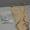 V Neck Shapewear for Women Tummy Control, Seamless Bodysuit with Lace, Comfort All Day Wear Under Dresses (Large, Nude)