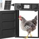 Large Size Automatic Chicken Coop Door Solar - Powered Auto Chicken Door Opener, Automatic Chicken Door with Timer/Light Sensor Modes, Intelligent Obstacle Sensors, Remote Control, 14.76"H x 11.02"L