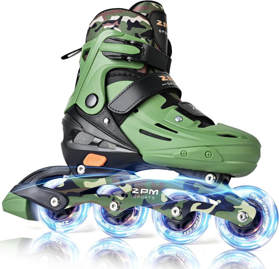 2PM SPORTS Inline Skates for Kids Boys Girls Ages 5-8 8-12 3-5 4-8 6-12 with Light Up Wheels, Adjustable Children's Roller Skates Blades for Toddler Beginner Youth Indoor Outdoor