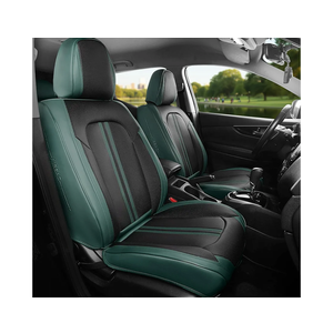 FREESOO Leather Car Seat Covers Full Set, Green Black Waterproof Seat Covers for Cars Trucks SUV, Luxury Front Car Seat Covers and Back Seats, Carseat Protector Car Seat Cover Fit for Most Vehicles