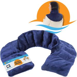 SunnyBay Microwave Heating Pad, Microwavable Heated Neck and Shoulder Wrap with Extra Coverage for Upper Back Pain Relief, Odorless Weighted Dual Purpose Cape for Moist Hot or Cold Therapy, Blue