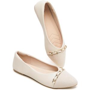 BABUDOG Women's Black Flats Shoes,White Dress Shoes for Women,Crimping Faux Suede Ballet Flats Comfortable