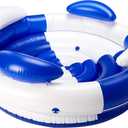 SWIMLINE Inflatable Island Pool Lounger  Multi-Person Conversation Float with Backrest & Armrests, Large 75", Luxury Sofa-Style, Blue & White