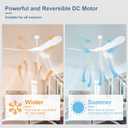 Solid Wood Ceiling Fans no Light, Ceiling Fan with Remote Control,DC Motor with Large Airflow,Indoor and Outdoor Ceiling Fan for Living Room,Bedroom,Patios（White,52 Inch）