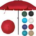 6.5ft Patio Umbrella with Push Button Tilt & Height Adjustable, UV50+ Sun Protection with Sturdy Fiberglass Ribs & Iron Pole, Market Umbrella for Outdoor Table Garden Backyard Beach