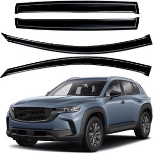 AUXKO Window Rain Guards for Mazda CX-50 2026 2025 2024 2023, Tape-On Shatterproof Sun Smoke Vent Visors Accessories - Outside Easy Install Side Window Wind Deflectors & Visors Black