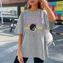 Oversized Football Shirts Women Game Day Tshirt Football Outfits Team Fan Gifts Tee Tops (Gray, XL)