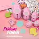 BearBoss 5 Pcs Craft Hole Punch, Handmade Scrapbook Paper Puncher, Different Size of Scrapbooking Punches Crafting Designs for Office Supplies, Card Making, DIY Albums Photos, Pink Color (Circle)