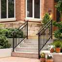 Hand Rails for Outdoor Steps，Stair Handrail & Indoor Stair Railing Kit，Railings for Outdoor Steps for Fence & Outdoor Steps (2, Black-with Balusters, 4 Step)