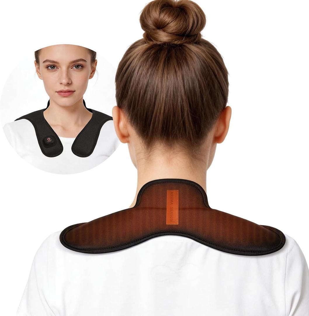 Heated Neck Wrap, Cordless Electric Heating Pad for Neck & Shoulder Pain Relief, Portable Heating Pad Mini for Relief of Sore Muscles (Black)