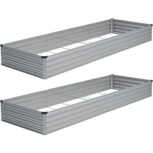 Vengarus 2 Pack 12x4x1FT Galvanized Raised Garden Bed Kit, Outdoor Metal Planter Box for Vegetables, Rectangular Steel Container, Easy Assembly (Sliver)