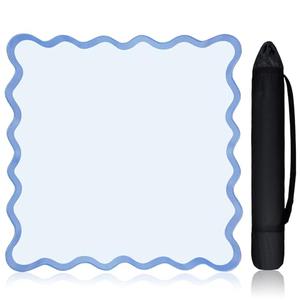 VioraWhite 21" Mini Majiong Mat for Travel Set Cute Scalloped Small Anti Slip Noise Reduction Mahjong Accessories Gifts Domino & Tile Game Table Mat(Blue)