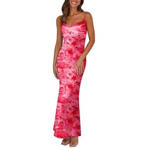 PRETTYGARDEN Women's 2025 Summer Floral Spaghetti Strap Maxi Dress Stretch Sexy Bodycon Dress Backless Slip Long Dresses, Medium PRETTYGARDEN Women's 2025 Summer Floral Spaghetti Strap Maxi Dress Stretch Sexy Bodycon Dress Backless Slip Long Dresses, Medium