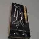 CIICII Dog Grooming Scissors Kit, 7 Inch Professional Pet Grooming Scissors Set with Safety Round Tip (Dogs/Cat Hair Cutting Trimming Thinning Shears with Curved Scissors) for DIY Home Salon (Black)