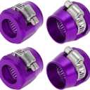 AN10 Hose Finisher Clamp/Rubber Hoses End Finisher for Oil Fuel Tube/Durable Aluminum Alloy/4 Pcs Purple