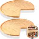 Leinuosen 2 Pcs  Banded Pine Wood Full Kidney Shaped Lazy Susan for Corner Base Cabinets with Iron Swivel Bearing for Kitchen Turntables, Not Include Metal Rod(20 Inch, Wood Color)