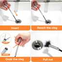 3 x 51inch Drain Hair Remover(6pack),34inch Drain Clog Remover(1pack),Drain Auger Cleaner Tool Set For Toilet, Kitchen Sink, Bathroom Tub, 7 Pack