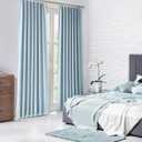 Dusty Blue Pinch Pleated Full Blackout Curtains Linen Texture Noise Reducing Window Treatment Panel 102 Inch for Living Room Bedroom Thermal Insulated Back Tab Drapes with Hooks, 2 Panel, 40"Wx102"L