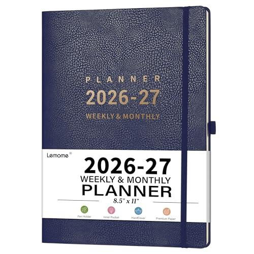 Planner 2026-2027 - Jul 2026 - Jun 2026, 8.5" x 11" 2026-2027 Planner Weekly and Monthly, Faux Leather Cover, Pen Holder, Pocket, 25 Notes Pages, A4 Premium Paper - Blue