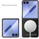 Designed for Samsung Z Flip 7 Case, Fashion Leather Case Supporting Magnetic Wireless Charging, Anti-Scratch & Drop Protection, Beauty Design Apperance（Black B