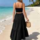 Yulaviniee Women's Boho Maxi Skirt with Pockets High Waisted Layered Tiered Casual A-Line Long Flowy Skirts, XL