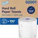 Scott Professional High-Capacity Hard Roll Paper Towels, Bulk (02001), Hardwound, Elevated Design, Absorbency Pockets, White, for ScottBrand Purple Core Dispensers (6 Rolls at 950' Each, 5,700'/Case)