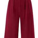 PRETTYGARDEN Summer Jumpsuits for Women Dressy 2025 Fashion Ruffle Cap Sleeve Romper Crew Neck Rib Knit One Piece Outfits (Large, Wine Red)