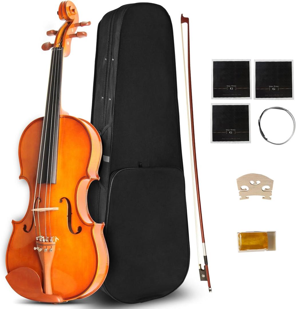 Beginner Viola Set (CVA-400) - Solid Wood Acoustic Viola with Hard Case, Bow, Rosin - Perfect for Students, Music Classes & Gifts,14 Inch