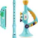 Toddler Musical Instruments Toy, Trumpet, Harmonica, Recorder Flute for Kids Baby, Musical Toys Set for Children, Gifts for Boys Girls Ages 2 3 4 5, Blue