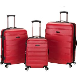Rockland Melbourne Hardside 3 Piece Expandable Spinner Wheel Luggage Set, (20"/24"/28"), Red