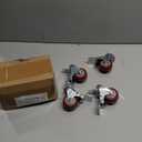 Finnhomy Swivel Caster Wheels 2 Inch Heavy Duty Threaded Stem Casters 1/4" - 20 x 1 with Brake Set of 4 for Wire Shelves Wheels PU Load Bearing 800 Lbs Anti-wear Smooth Casters, Red