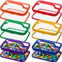 Nitial 6 Packs Clear Toy Storage Bags PVC Organizing Toys Bags with Zipper for Kids Building Blocks Board Games Christmas Valentines Birthday Gift(Bright Colors)