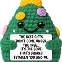 2 x Funny Crochet Christmas Tree Gifts for Women Men,Xmas Sentimental Gifts for Mom Dad Daughter Sister Best Friends,Cute Handmade 2025 Christmas Ornament Decorations,Anniversary Romantic Gift for Her Him