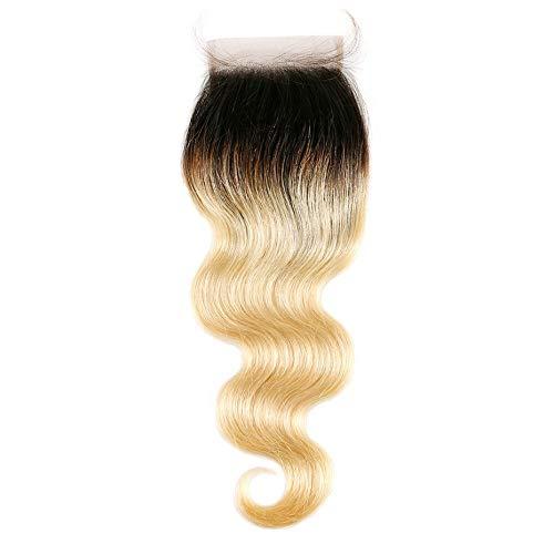 1B/613 Ombre Blonde Pre Plucked Lace Closure Human Hair Brazilian Virgin Hair Body Wavy Clousre Hair Pieces 4X4 12 Inch Bleached Knots Top Closures With Natural Hairline