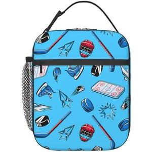cromcu Insulated Lunch Box for Boys Kids Hockey Lunch Box for Work, Picnic, School, Travel, Hiking, Beach or Fishing Polyester Hockey Lunch Bag Hockey Sport