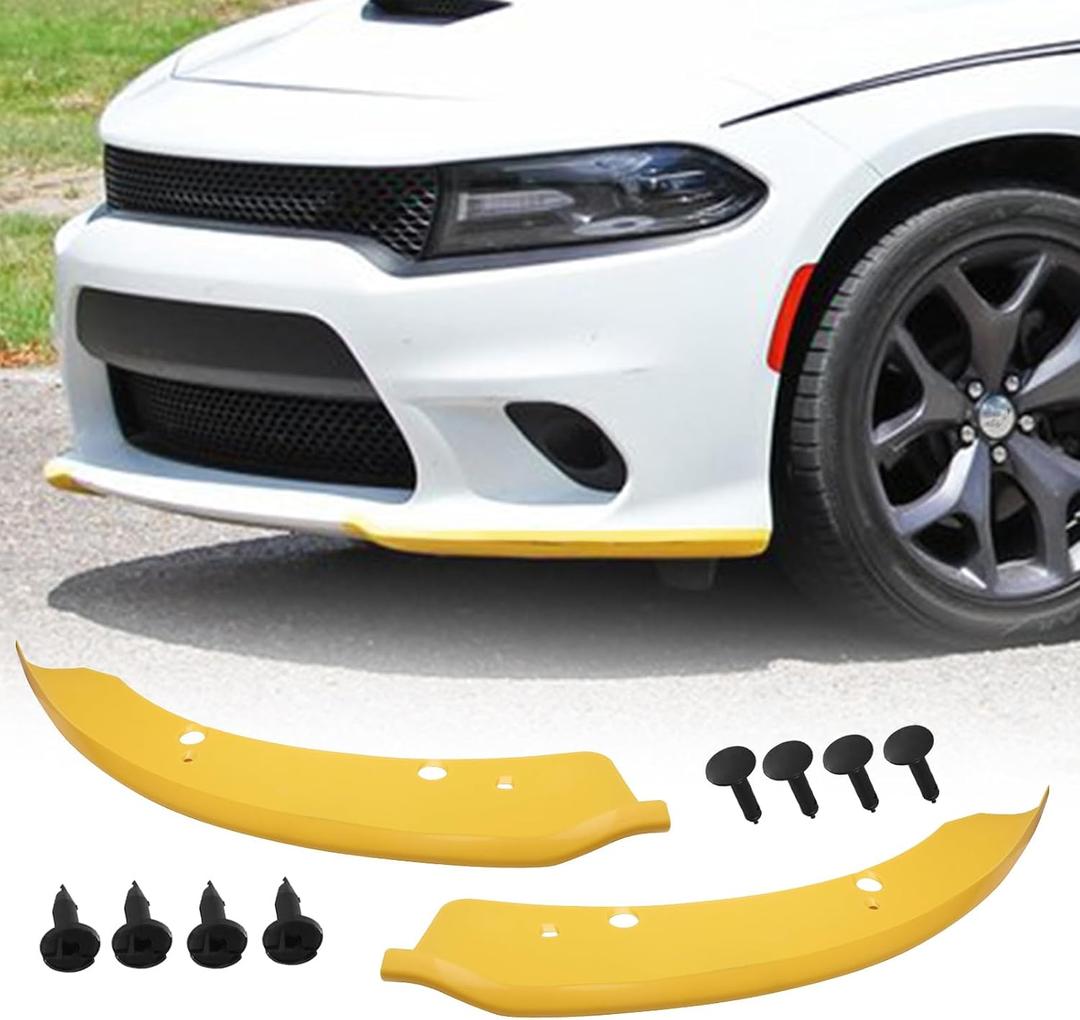 Front Bumper Lip Splitter Protector Compatible with Charger SRT Hellcat/SRT 392/Scat Pack/RT Scat Pack/GT/RT 2015-2022, Yellow