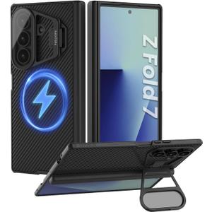 Nillkin CamShield Pro Samsung Galaxy Z Fold 7 Magnetic Case, [Compatible with Magsafe], with Hinge Protection, Front Cover, Hidden Kickstand Camera Cover Slim (Black)