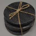 Thirstystone 4 Pack Natural Black Marble Round Coasters with Protective Felt Feet on The Bottom 4" Diameter Elegant Heat Tolerant Easily Wipes Clean