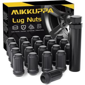 MIKKUPPA M12x1.5 Matte Black Lug Nuts - Replacement for 1995-2022 Toyota Corolla, 1998-2022 Honda Accord/CRV/Civic, 1995-2019 Chevy Corvette Aftermarket Wheel Closed End Spline 20PCS Lug Nuts