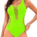 Aqua Eve Women Sexy One Piece Swimsuits Plunge Deep V Neck Cutout Bathing Suits XXL