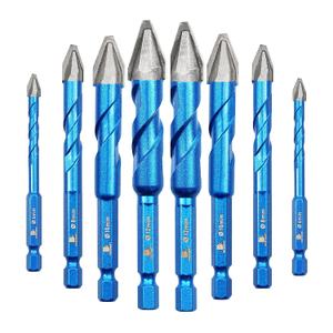 Head Eccentric Drill Bit 3/16"*2,1/4"*2,5/16"*2,3/8"*2,1/2"*2- Carbide Tipped Drill bit Masonry Drill Bit Sets for Porcelain Ceramic Tiles Glass Hard Plastic Cement/Granite etc