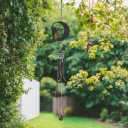 ICE ARMOR 27" Long Cat on Moon with Black Gem Wind Chime Statue Sculpture Ornament Decoration Home/Room Decor Ideas for Housewarming, Holidays and Birthdays Great Collectible Addition