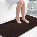 OLANLY Bathroom Rugs 47x24, Extra Soft Absorbent Chenille Bath Rugs, Rubber Backing Quick Dry, Machine Washable Bath Mats for Bathroom Floor, Tub and Shower, Home Decor Accessories, Brown
