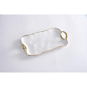 Pampa Bay Golden Handles Small Platter, Porcelain, 13.5" x 7.75" x 1.75"
