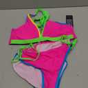 Blooming Jelly Women's Bikini Set Two Piece Swimsuit Triangle Top String Mid Rise Bottom Cheeky Bathing Suit (Medium, Hot Pink)