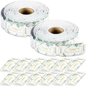 TaoBary 2 Rolls 1000 Pcs Free Drink Beverage Ticket Roll Raffle Party Tickets for Events Wedding and Parties(Greenery)