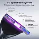 Back Shaver for Men - Retractable Long Handle Back Hair and Body Shavers,Replaceable Multi-Layer Double Blades8PCS, Ergonomic DIY Wet or Dry Shaving Solution-Black