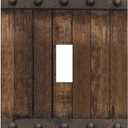 Rustic Brown Wood Barn Door Farmhouse Light Switch Cover Plate Single Toggle 1 Gang Wall Plate Country Decorative Electrical Faceplate for Kitchen Home Decor Accessories 5" x 3"