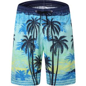 FT FENTENG Mens Swim Trunks Quick Dry Board Shorts with Mesh Lining, Breathable Surf Beach Shorts Swimwear Bathing Suits (Blue)
